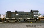 Conrail, CR 9845, Alco T6, at the ex-Erie Croxton engine terminal Secaucus, New Jersey. January 27, 1977. 